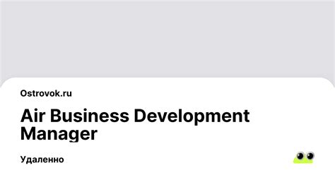 Вакансия Air Business Development Manager, удаленная работа работа в ...