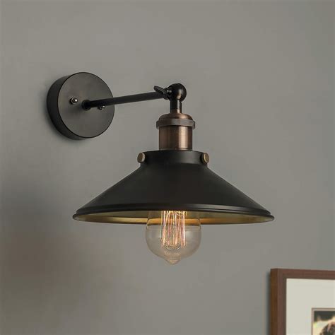 Homesake Edison Cone Shade Wall Lamp, Antique Copper Vintage Industrial ...