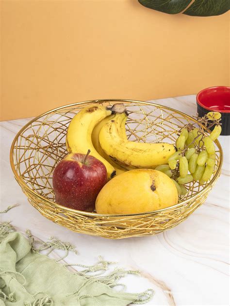 Wire Fruit Basket Gold Fruit Bowl for Kitchen Counter Wave Fruit Basket ...