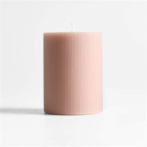 Peony Ribbed Pillar Candle 3"x4" by Laura Kim | Crate and Barrel UAE