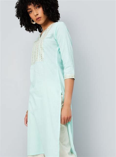 Buy Women Yoke Embroidered Straight Kurta Online at just Rs. 599.0 ...