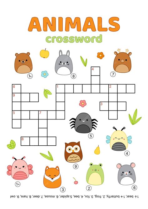 Premium Vector | Crossword with forest animals english words ...
