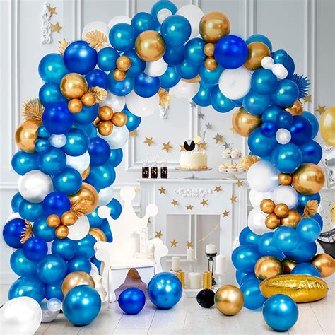 Buy Royal Blue and Gold Balloon Arch Kit, 12+10+5 Party Balloons ...