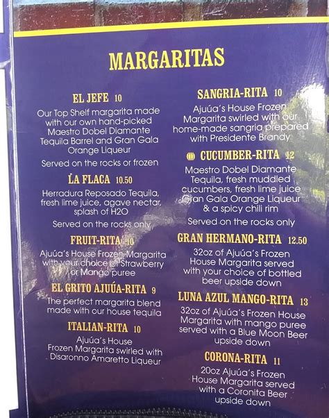 Menu at Ajuúa! Mexican Grill Patio Bar, San Antonio