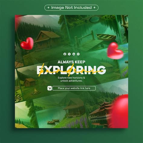 Travel social media post template with photo frame | Free PSD