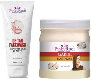 PINKROOT De-Tan Face Wash 100ml With Garlic Hair Mask 500ml Price in ...