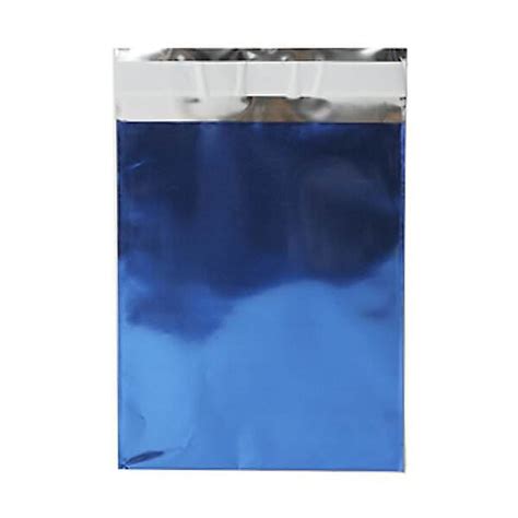 JAM Paper 6 1/4 x 7 7/8 Foil Envelopes, Blue, 100/Pack, Peel & Seal ...