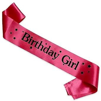 FOLA MOOLYAVAAN Product Fashionable Satin Sash Birthday Girl with Black ...