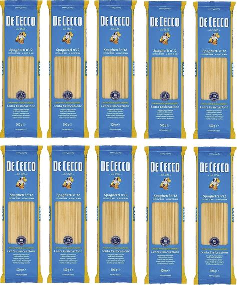 10x De Cecco Spaghetti No. 12 Italian Pasta 500g : Amazon.co.uk: Grocery