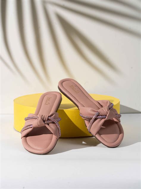 Buy Now Women Peach Open Toe Midnight Knots Flats