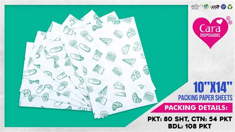 White Printed Food Wrapping Packing Paper Sheets (10”*14”) – Cara ...