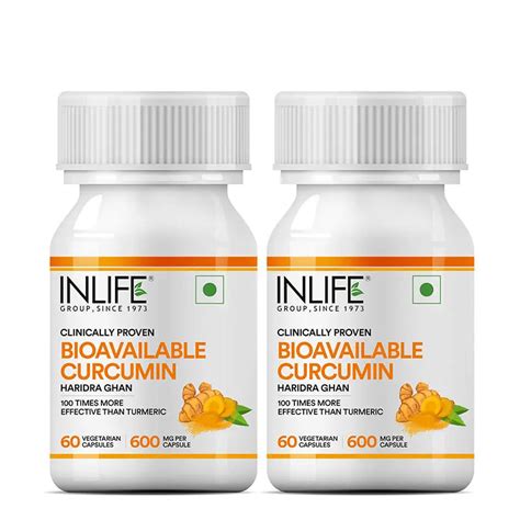 Inlife Bioavailable Curcumin Supplement, 600mg, Veg. Capsules