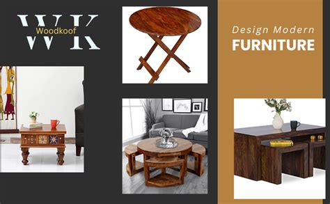 DIA Chitra Furniture Sheesham Solid Wood Coffee Table with Two 2 ...