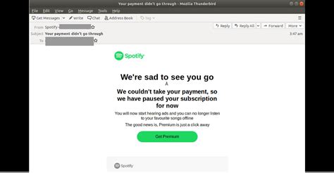 Phishing email impersonating Spotify claims ‘your payment didn’t go ...