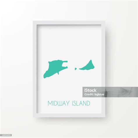 Midway Island Map In A Frame On White Background Stock Illustration ...