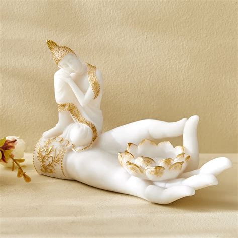 Buy Noor Noe Polyresin Buddha Figurine with T-Light Holder from Home ...
