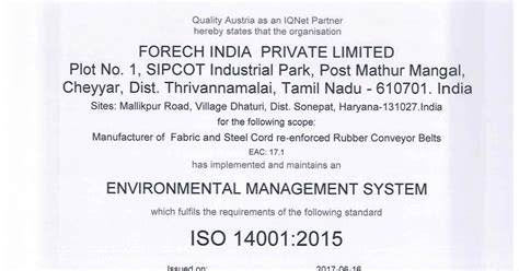 ISO 14001 : 2015 - Forech