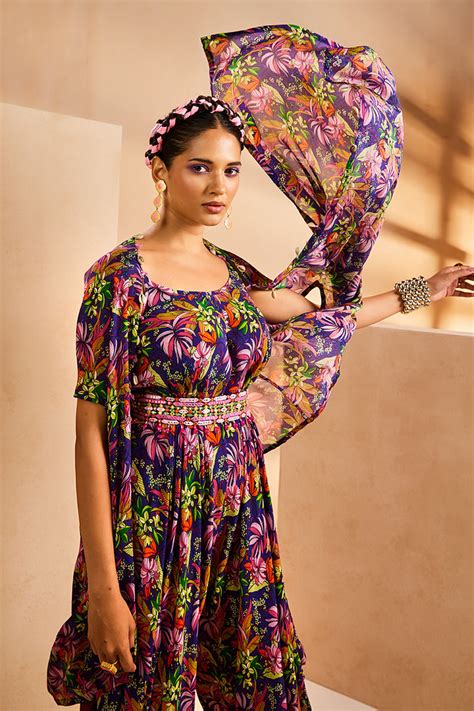 Purple Dhoti Jumpsuit Cape – Aneesh Agarwaal