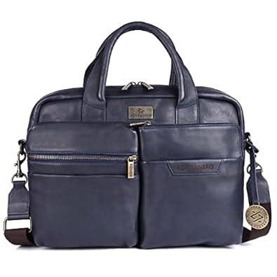 KOMPANERO Genuine Leather Laptop Bag (B-11857-Blue) : Amazon.in ...