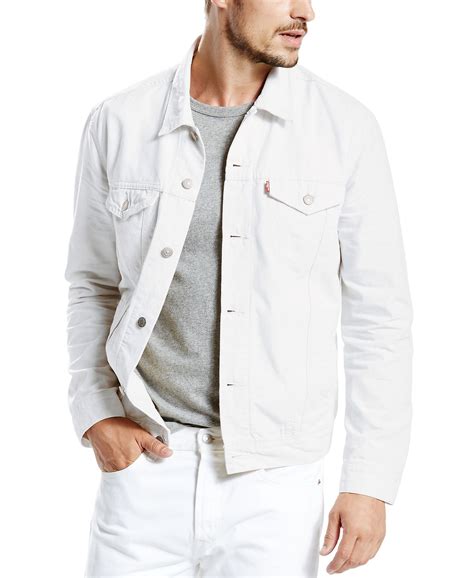 Levi's® Men's White Denim Trucker Jacket - Coats & Jackets - Men - Macy ...
