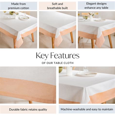Ventosa Cotton Tablecloth For 6 Seater In Peach 200x150cm Online ...