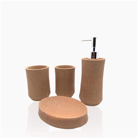 Volo 4 Piece Polyresin Bathroom Accessories Set_Soap Dispenser, Tumbler ...