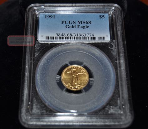 1991 $5 Gold American Eagle Pcgs Ms68 1/10 Ounce Gold Coin With