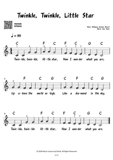 Twinkle, Twinkle, Little Star by Wolfgang Amadeus Mozart (music) and ...