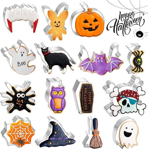 Amazon.com: 15 Pcs Halloween Cookie Cutters Stainless Steel Fall Cookie ...