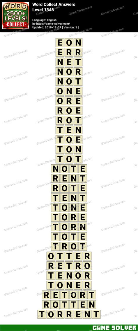 Word Collect Level 1348 Answers • Game Solver