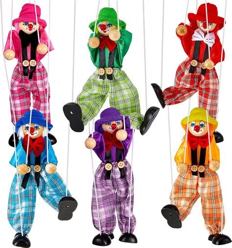 Amazon.com: Meooeck 6 Pack Wooden Marionette Puppets Pull String ...