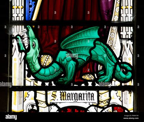 Saint Margaret of Antioch stained glass dragon detail, St. Margaret of ...