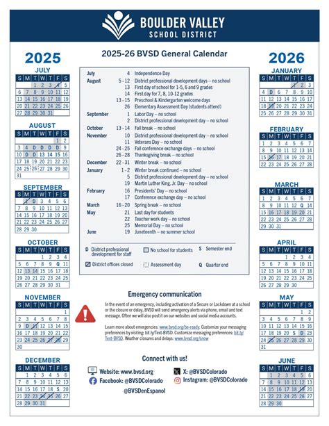 BOULDER VALLEY SCHOOL DISTRICT 25-26 Calendar Revised - EduCounty