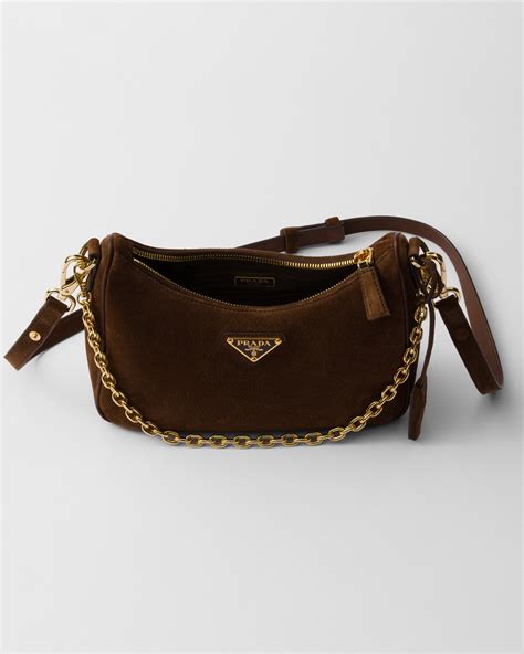 Cocoa Brown Prada Re-edition Suede Mini-bag | PRADA