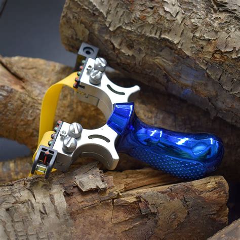 Double Screw Resin Blue Handle Slingshot Precision Outdoor Target Shoo ...
