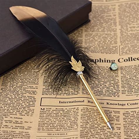 Quill Pen Vintage Feather Calligraphy Pen Refined Quill Ballpoint for ...