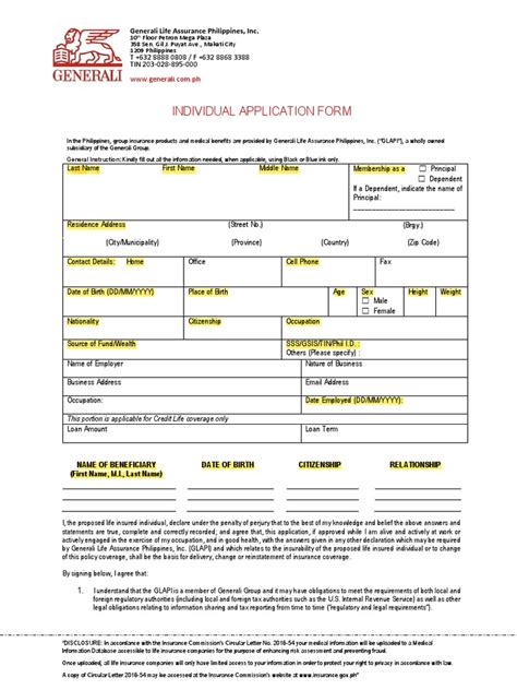 Image result for Insurance Application Form
