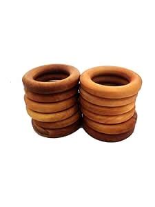 Buy Nimida 2 inches Wooden Rings (50mm), Pack of 12 | Natural Wood ...