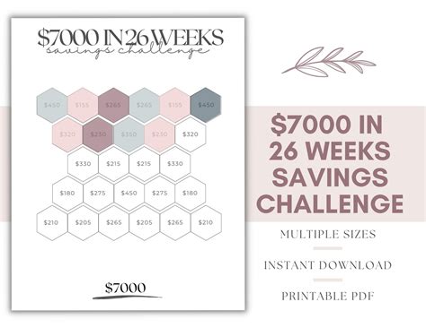 7000 Savings Challenge, 26 Week Money Challenge, 26 Week Savings ...