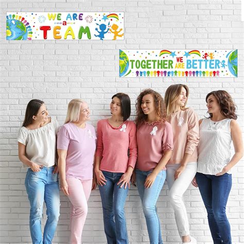 Buy 2 Pcs Team Bulletin Board Banners Welcome Motivational Posters and ...