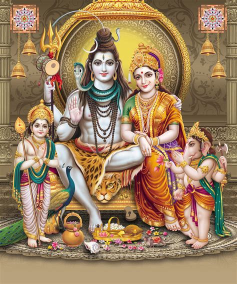 Shiv Parvati Golden Background Self Adhesive Sticker Poster ...