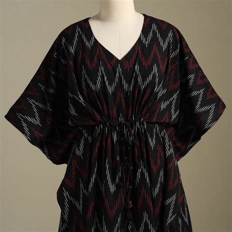 Black Pochampally Ikat Weave Cotton Kaftan (Medium) – iTokri आई.टोकरी