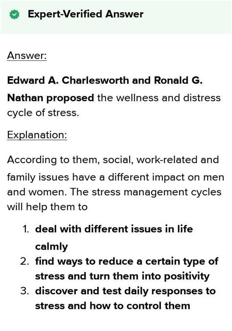 The distress and wellness cycles were given by edward charlesworth and ...