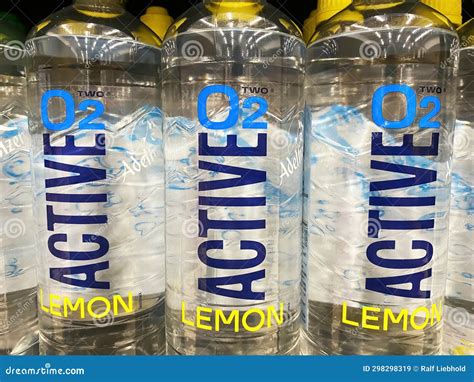 Close-up of Plastic Bottles with O2 Active Oxygen-enriched Mineral ...