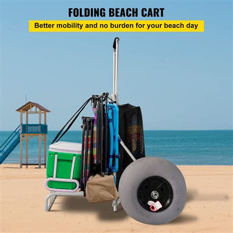 Buy VEVOR Beach Carts for Sand, 14" x 14.7" Cargo Deck, w/ 13" TPU ...