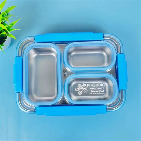 Stainless Steel 3-Compartment spill & leak proof 710 ml Lunch Boxes ...