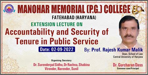 Activities | Extension Lecture on Accountability and Security of Tenure ...
