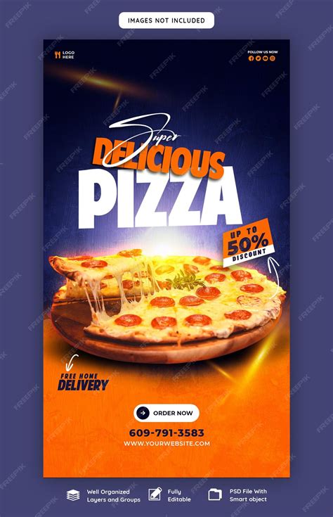 Food menu and delicious pizza instagram and facebook story template ...