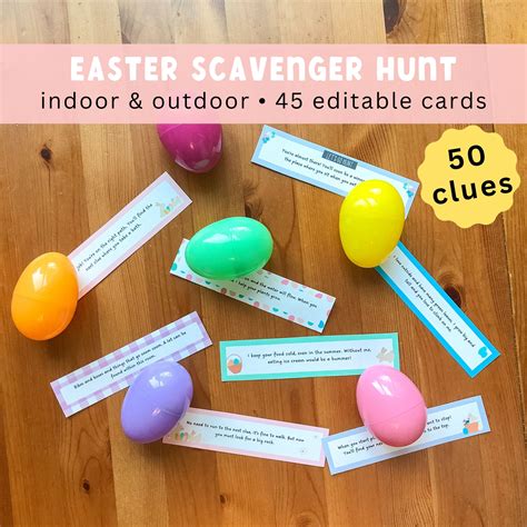 Easter egg scavenger hunt clues printable treasure hunt for kids indoor ...