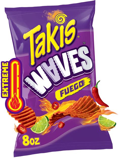 Takis Fuego Waves 8 oz Sharing Size Bag, Hot Chili Pepper & Lime Wavy ...